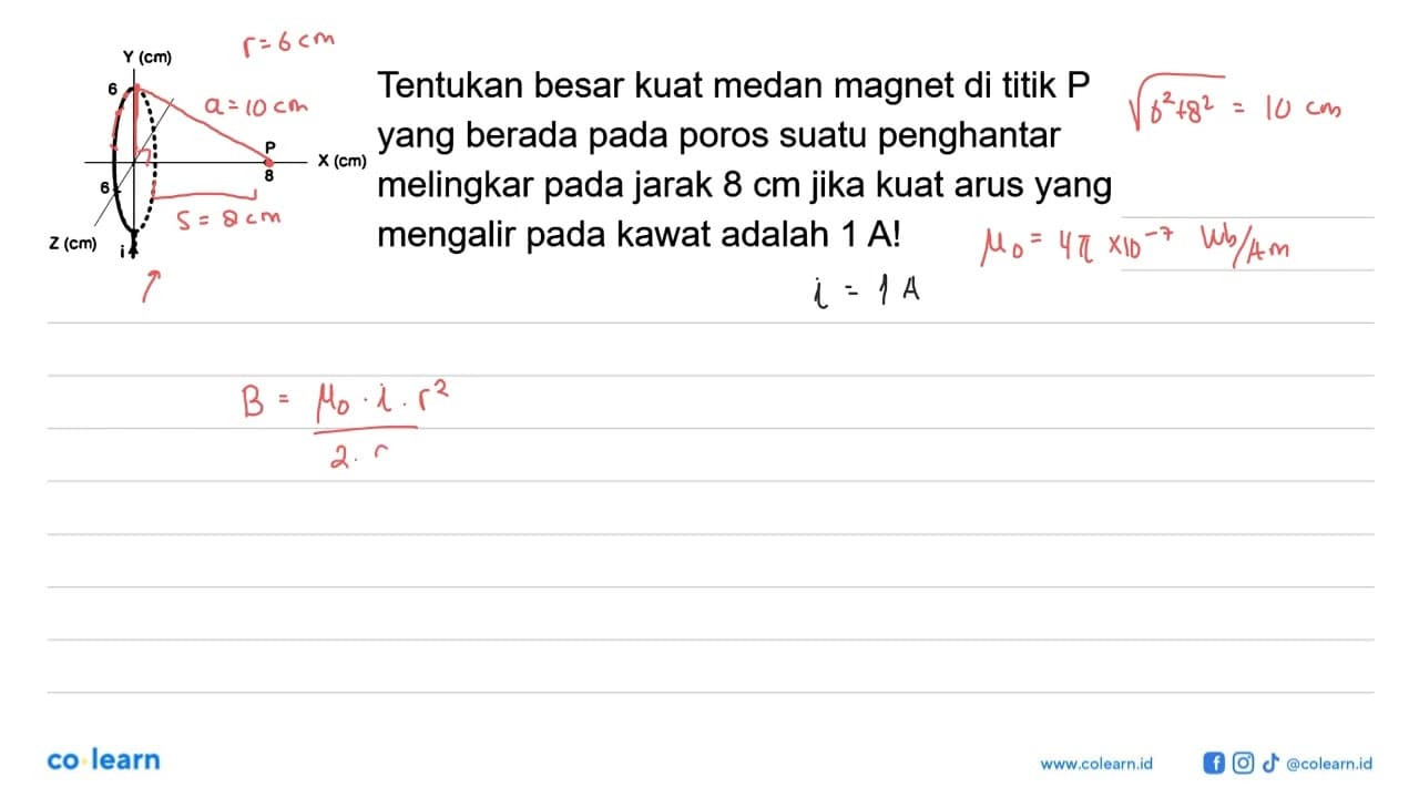 Y (cm) 6 P X (cm) 8 6 Z (cm) i Tentukan besar kuat medan