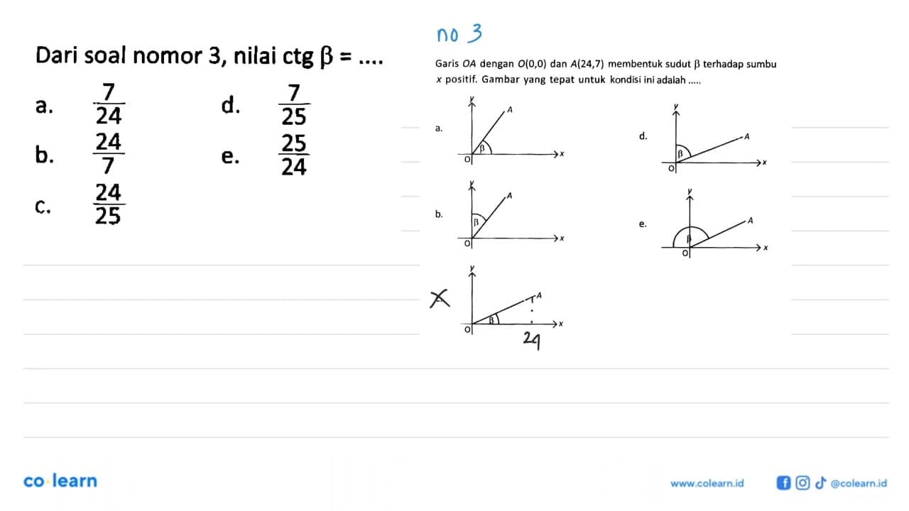 Dari soal nomor 3, nilai ctg b=...