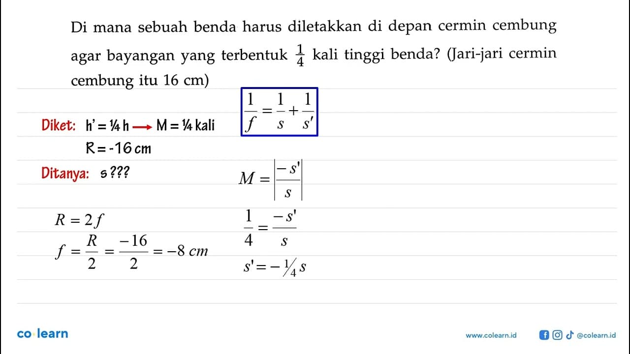 Di mana sebuah benda harus diletakkan di depan cermin