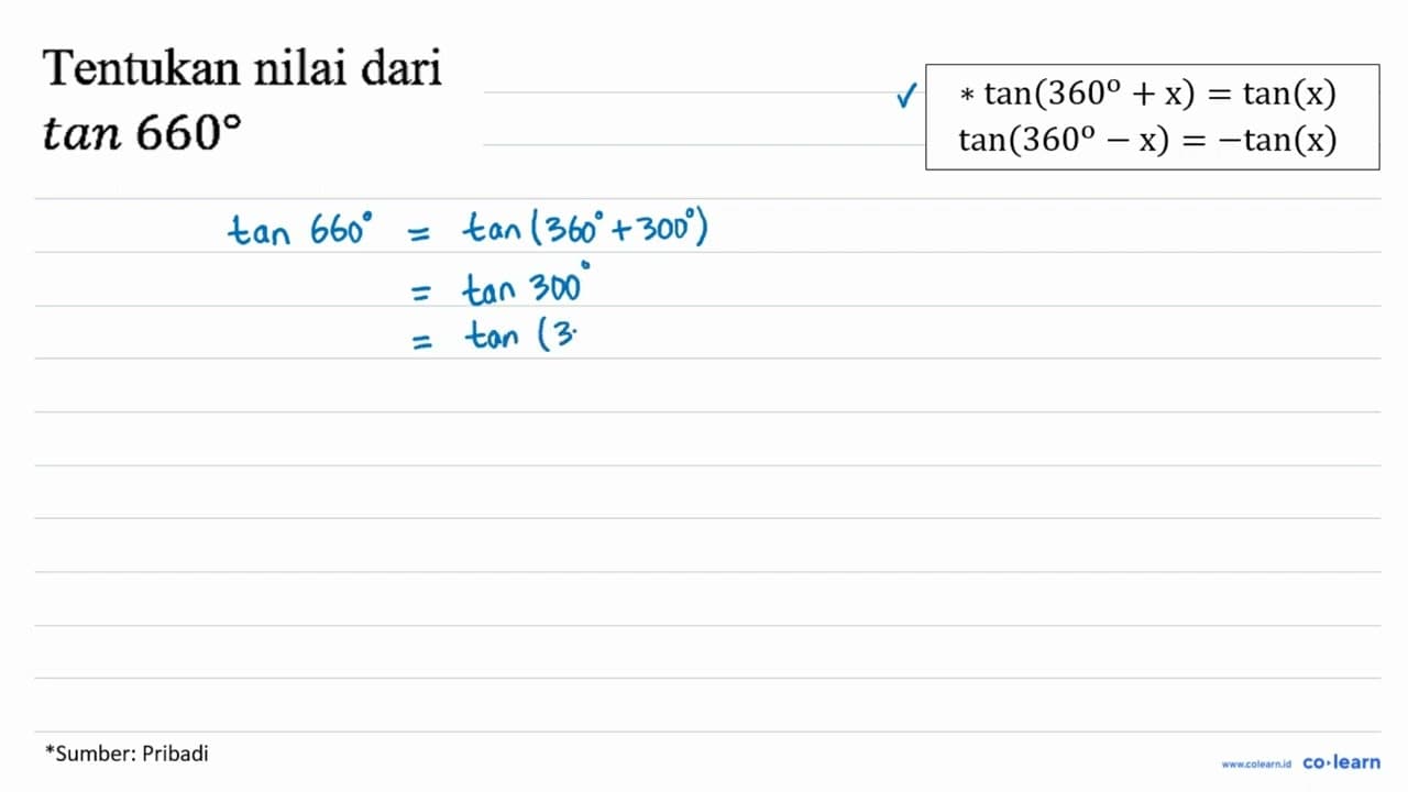 Tentukan nilai dari tan 660