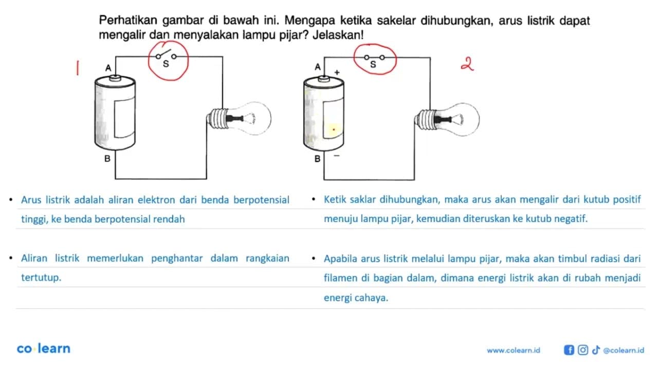 Perhatikan gambar di bawah ini. Mengapa ketika sakelar