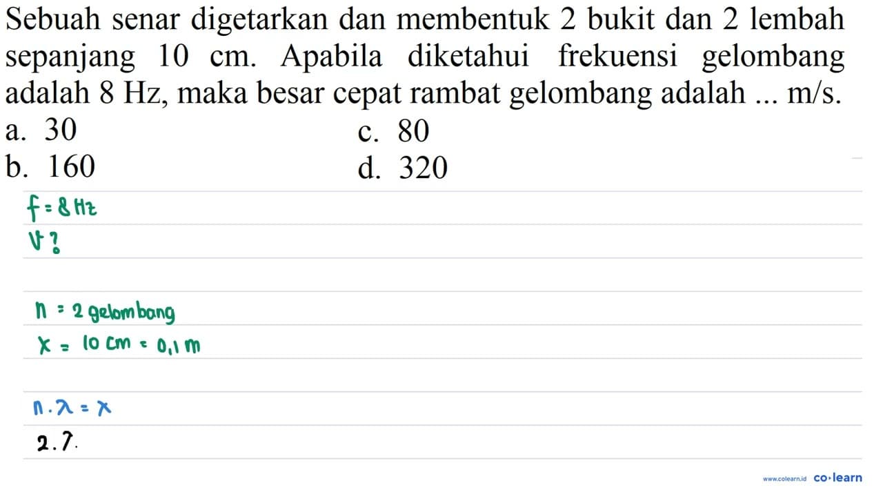 Sebuah senar digetarkan dan membentuk 2 bukit dan 2 lembah