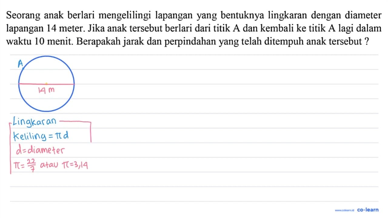 Seorang anak berlari mengelilingi lapangan yang bentuknya