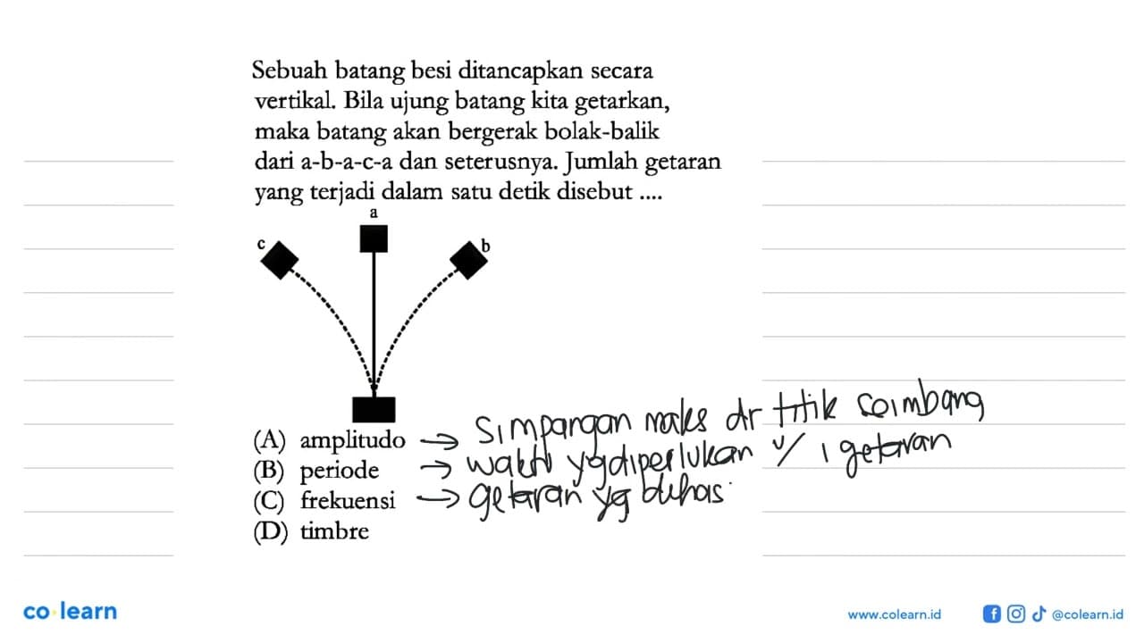 Sebuah batang besi ditancapkan secara vertikal. Bila ujung