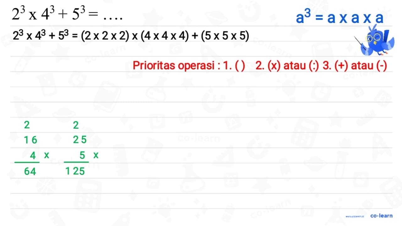 2^(3) x 4^(3)+5^(3)=...