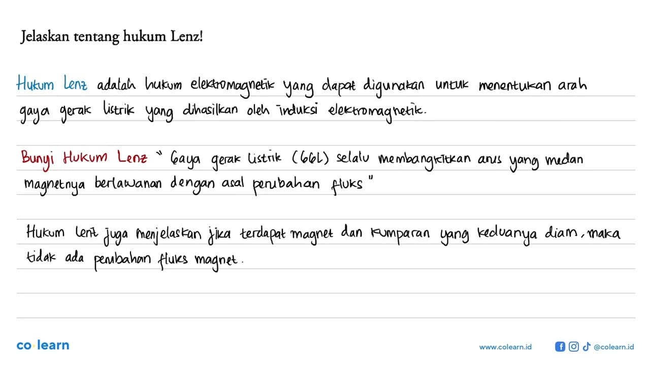 Jelaskan tentang hukum Lenz!