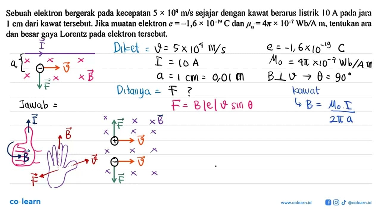Sebuah elektron bergerak pada kecepalan 5 x 10^4 m/s