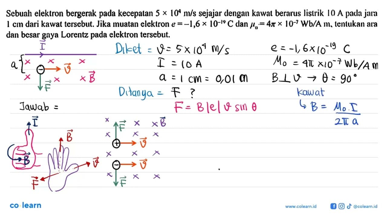 Sebuah elektron bergerak pada kecepalan 5 x 10^4 m/s