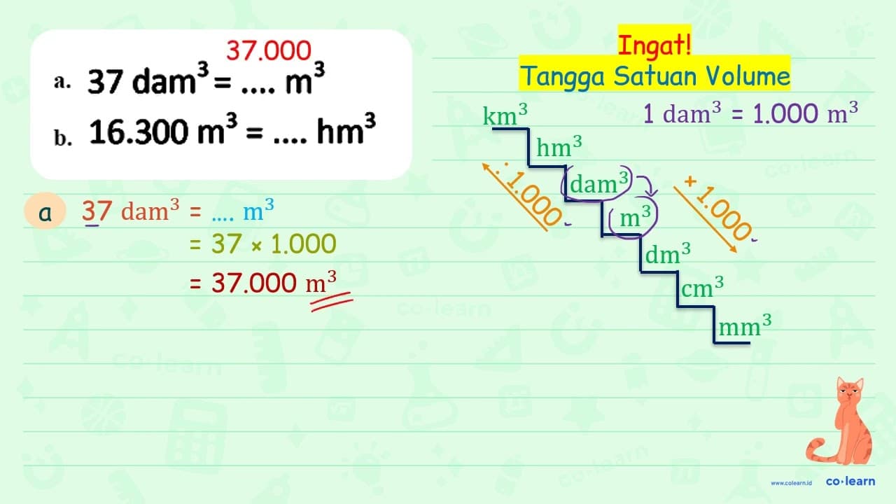 a. 37 dam^3=.... m^3 b. 16.300 m^3=.... hm^3