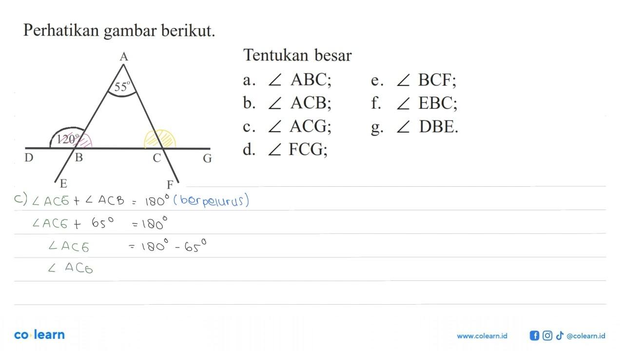 Perhatikan gambar berikut. Tentukan besar a. sudut ABC; b.