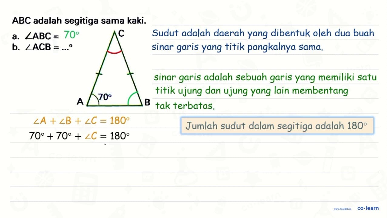 ABC adalah segitiga sama kaki. a. / A B C=... b. sudut A C