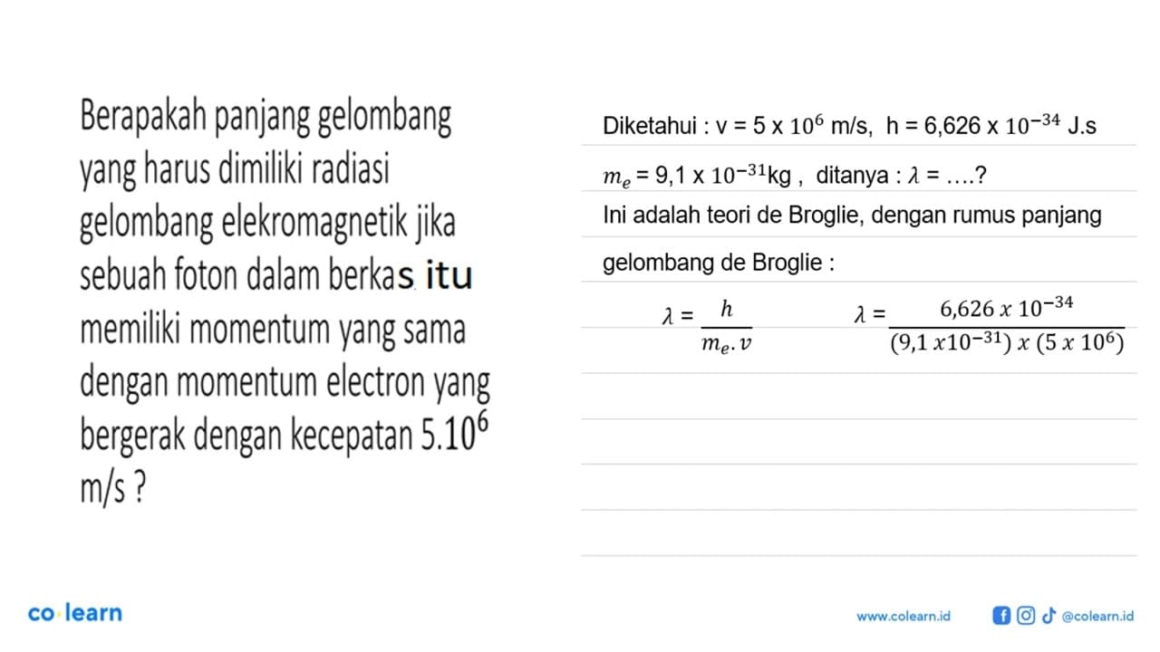 Berapakah panjang gelombang yang harus dimiliki radiasi