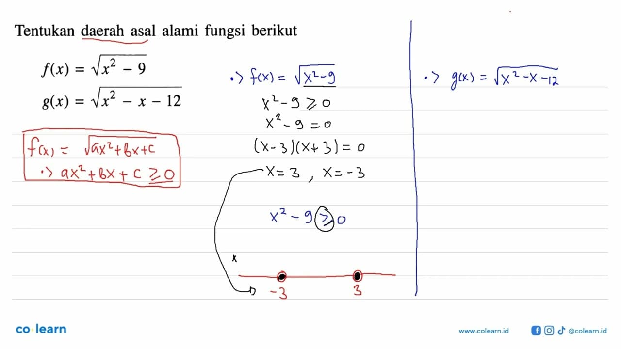 Tentukan daerah asal alami fungsi