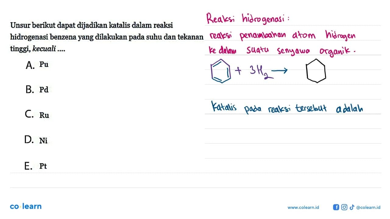 Unsur berikut dapat dijadikan katalis dalam reaksi