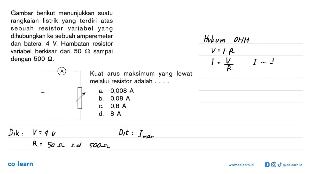 Gambar berikut menunjukkan suatu rangkaian listrik yang