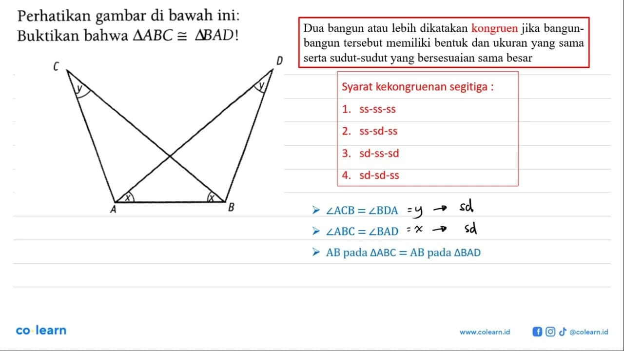 Perhatikan gambar di bawah ini:Buktikan bahwa segitiga ABC