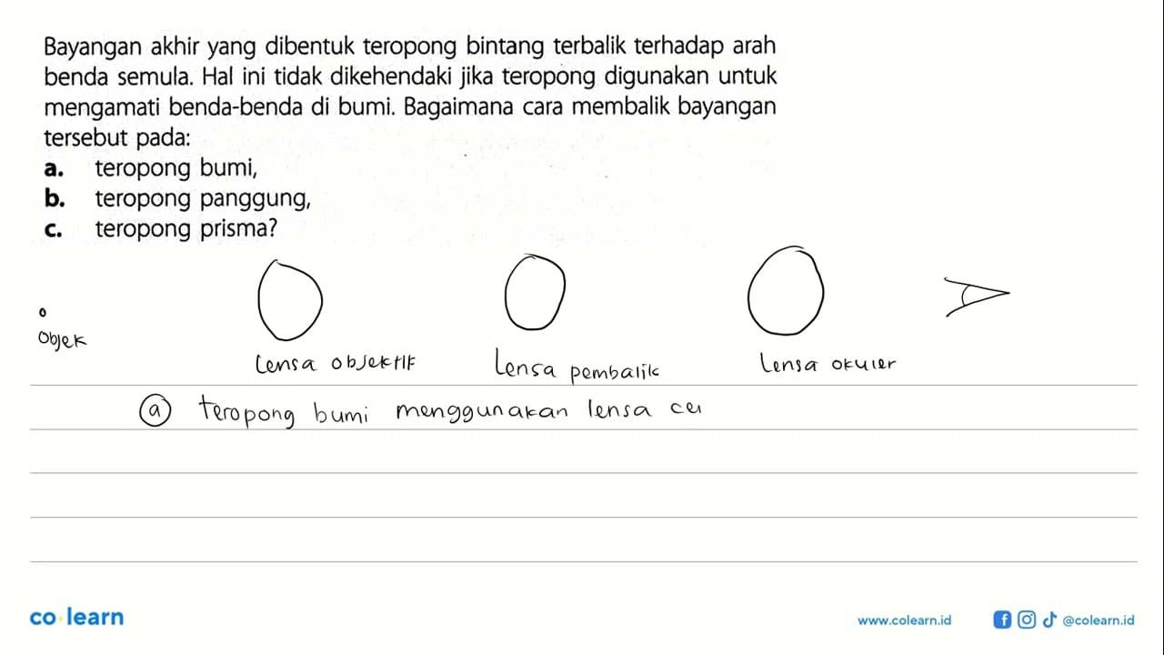 Bayangan akhir yang dibentuk teropong bintang terbalik