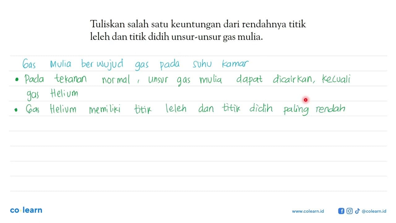 Tuliskan salah satu keuntungan dari rendahnya titik leleh