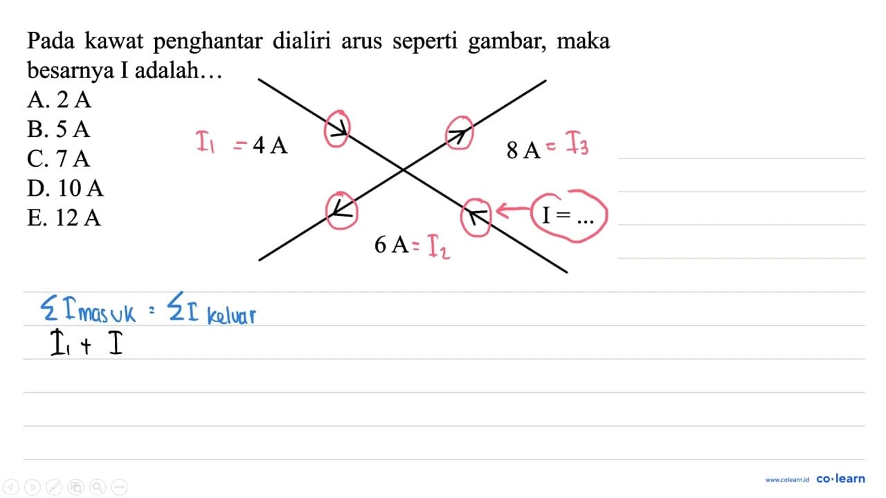 Pada kawat penghantar dialiri arus seperti gambar, maka