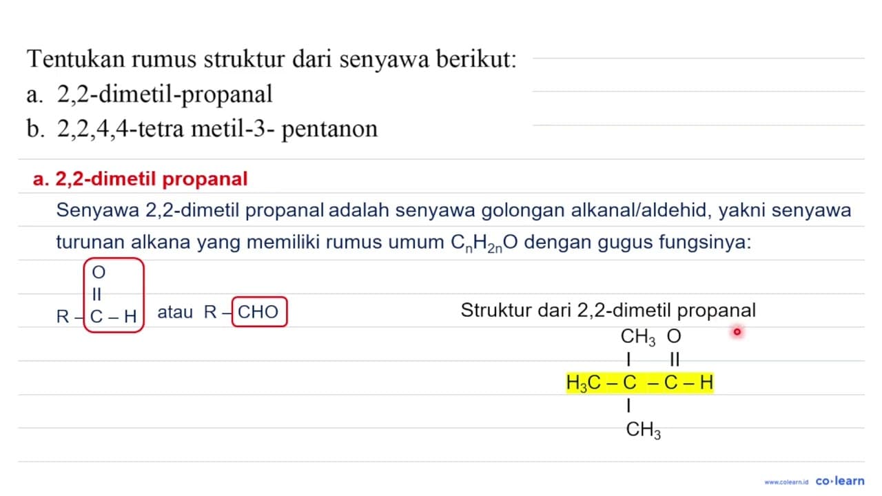 Tentukan rumus struktur dari senyawa berikut: a.