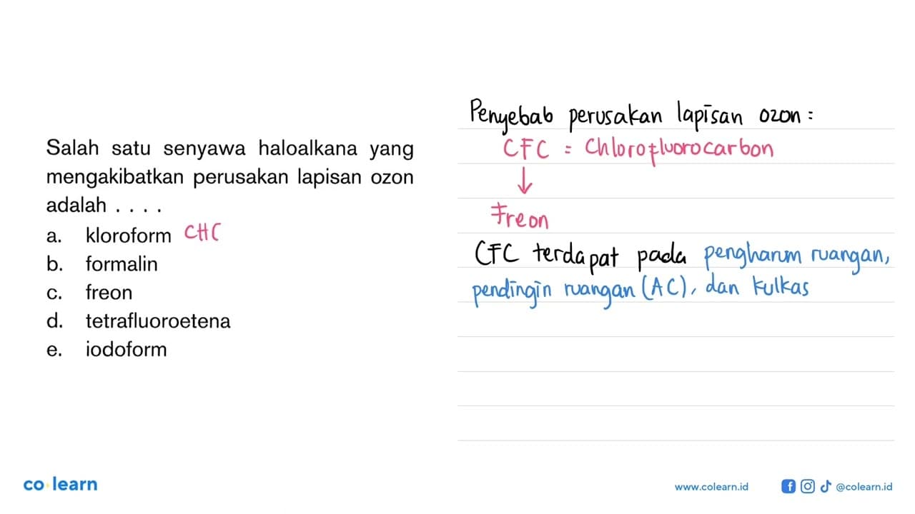 Salah satu senyawa haloalkana yang mengakibatkan perusakan