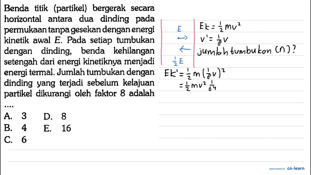 Benda titik (partikel) bergerak secara horizontal antara