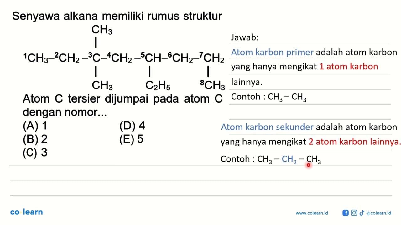 Senyawa alkana memiliki rumus struktur