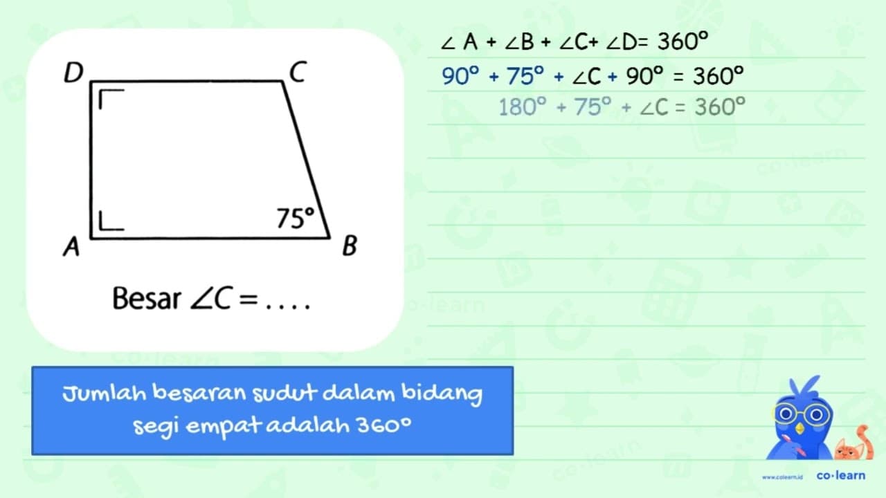 D C B 75 A Besar sudut C=...