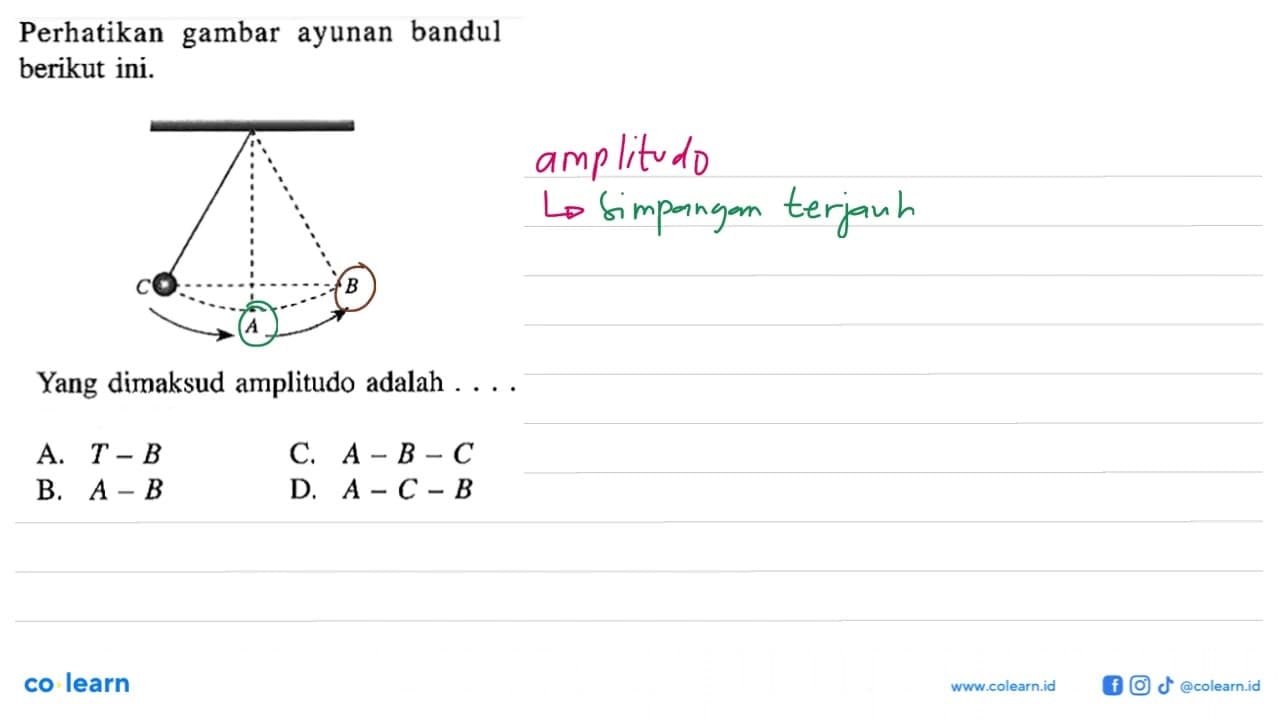 Perhatikan gambar ayunan bandul berikut ini.Yang dimaksud