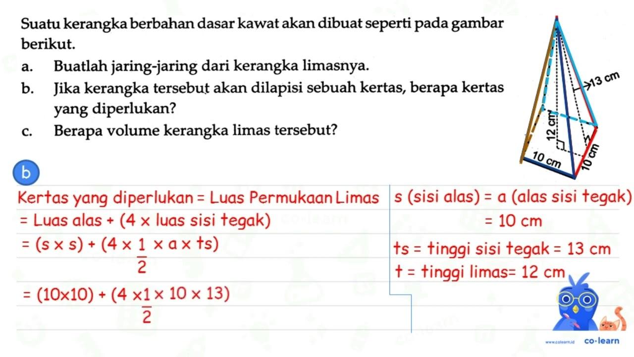 13 cm 12 cm 10 cm 10 cm Suatu kerangka berbahan dasar kawat