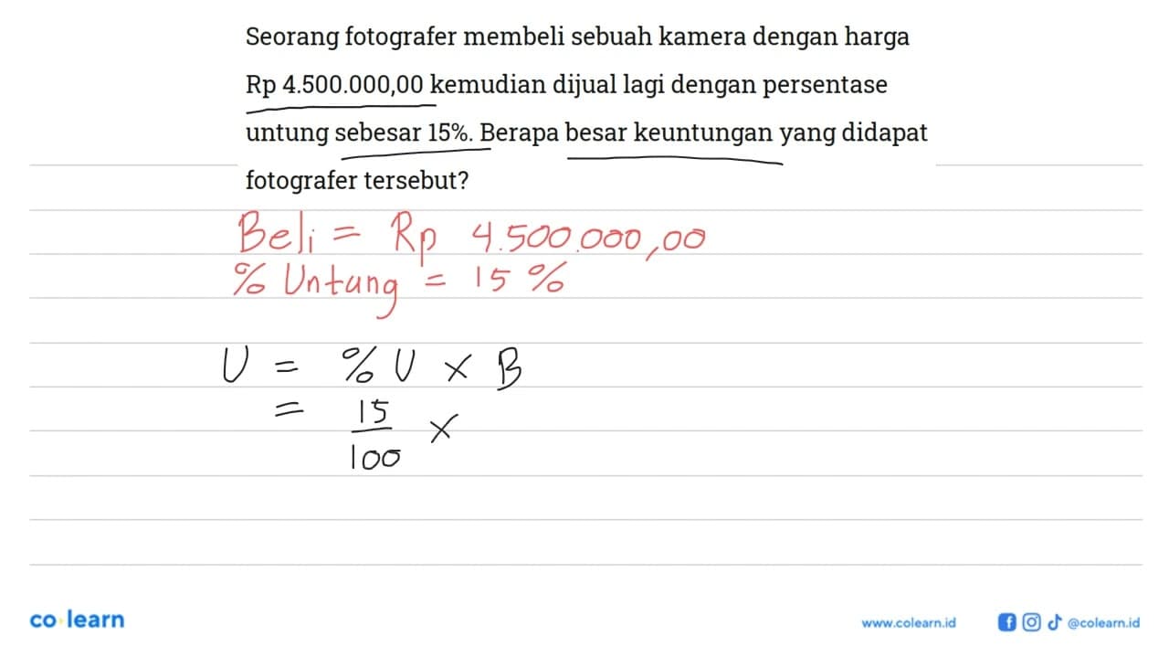 Seorang fotografer membeli sebuah kamera dengan harga Rp