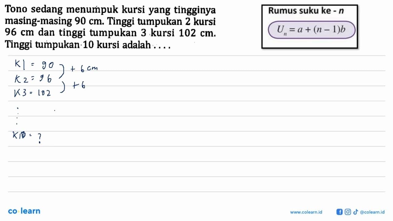 Tono sedang menumpuk kursi yang tingginya masing-masing 90