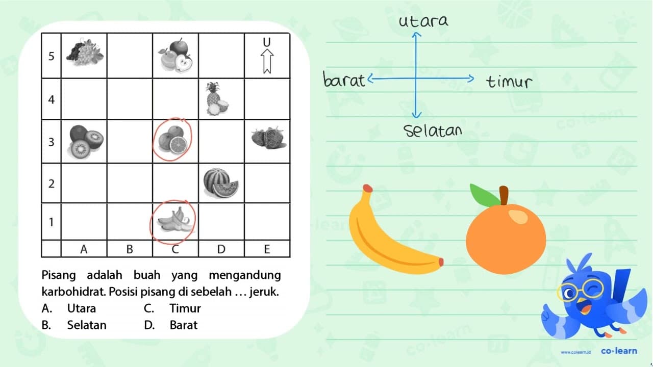 Pisang adalah buah yang mengandung karbohidrat. Posisi