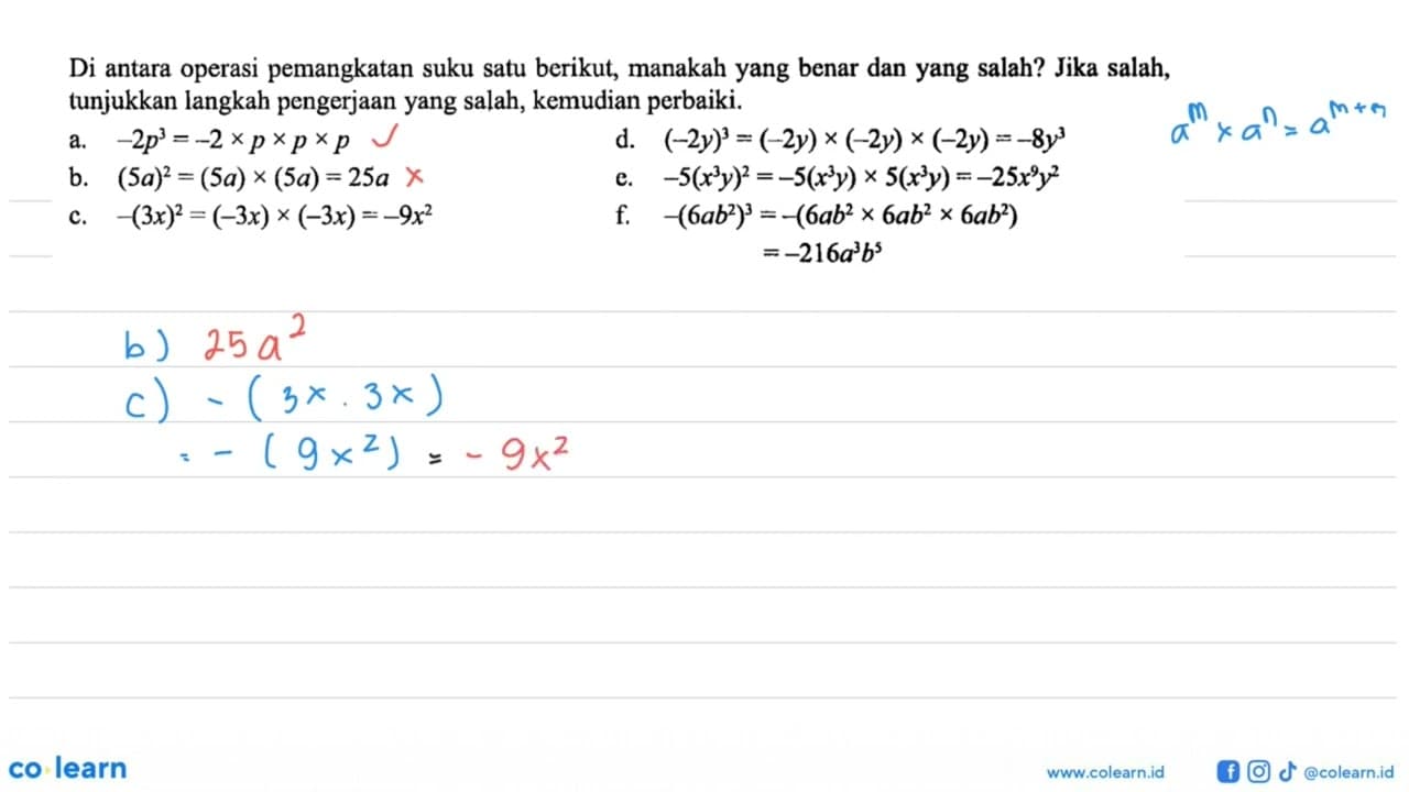 Di antara operasi pemangkatan suku satu berikut, manakah