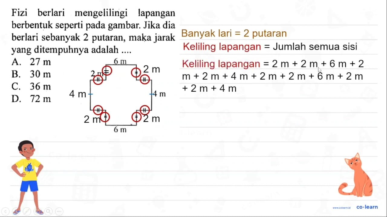 Fizi berlari mengelilingi lapangan berbentuk seperti pada