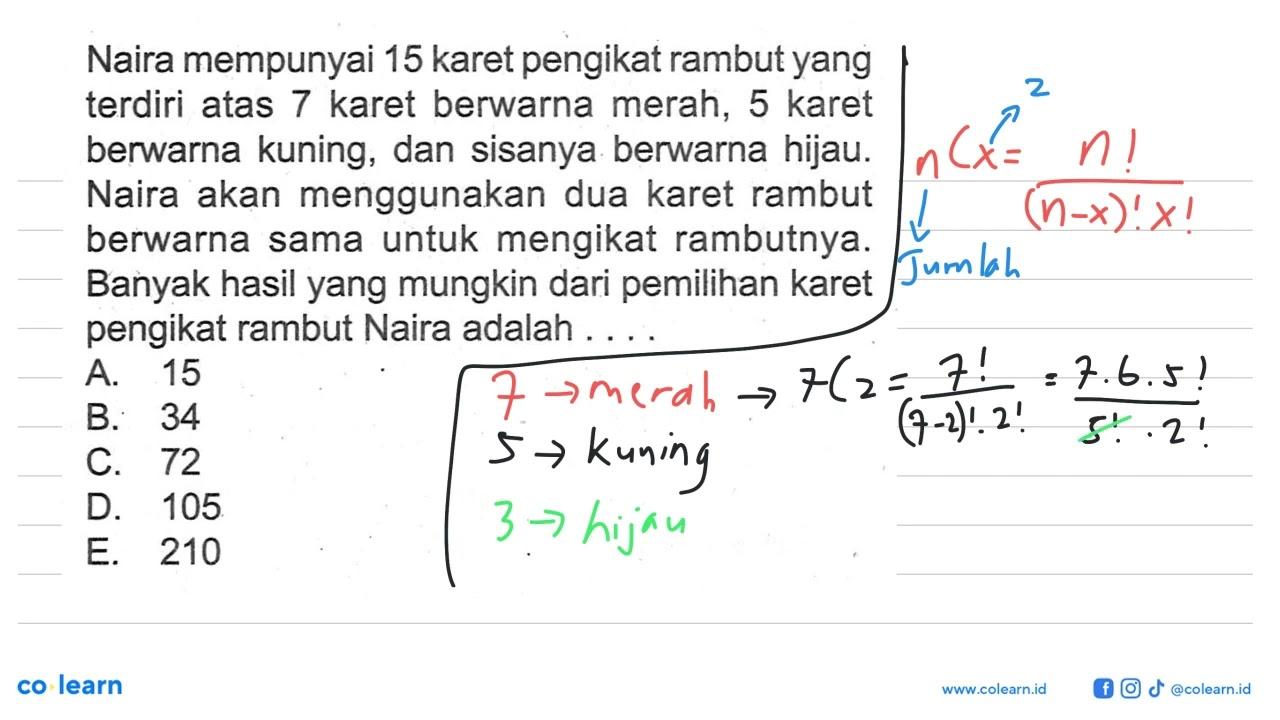 Naira mempunyai 15 karet pengikat rambut yang terdiri atas