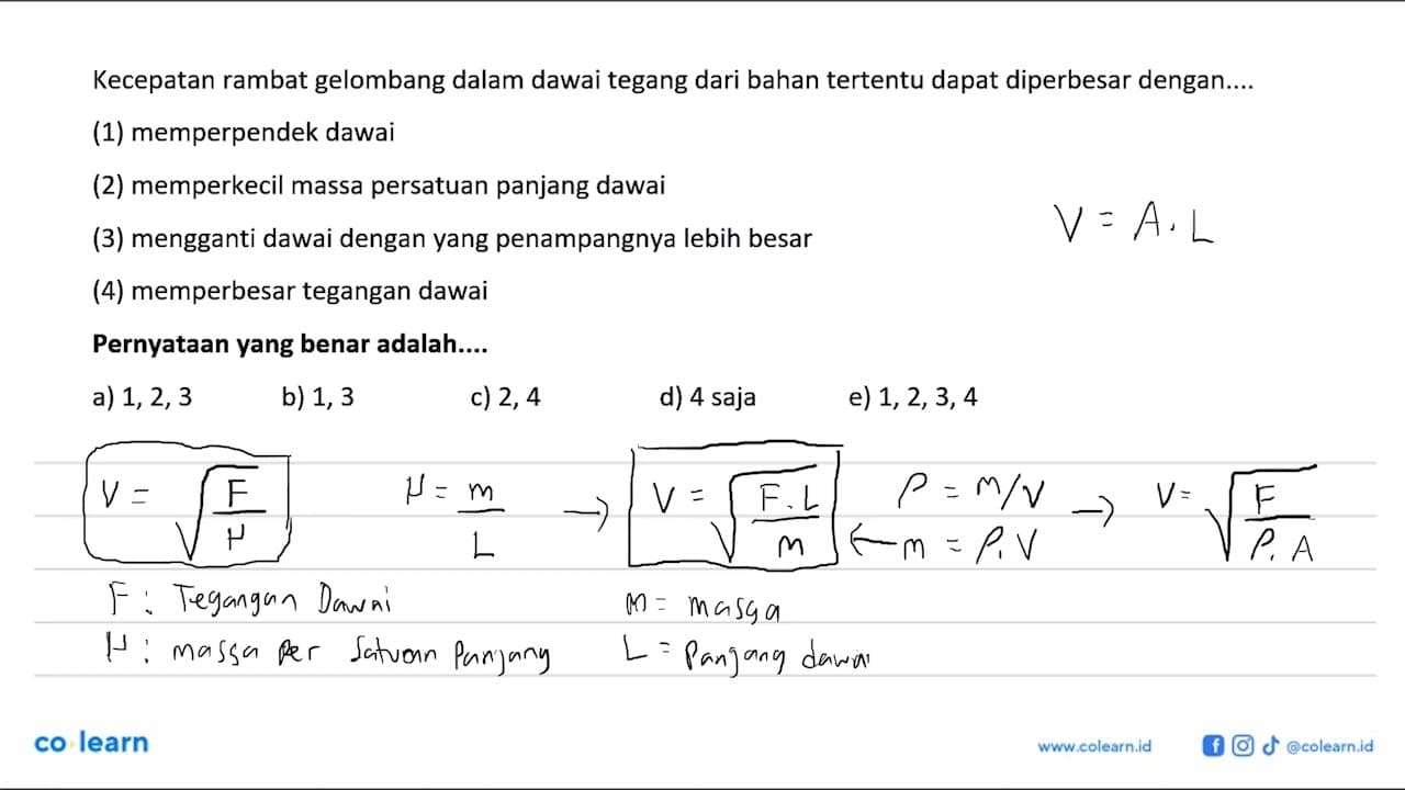 Kecepatan rambat gelombang dalam dawaitegang dari bahan