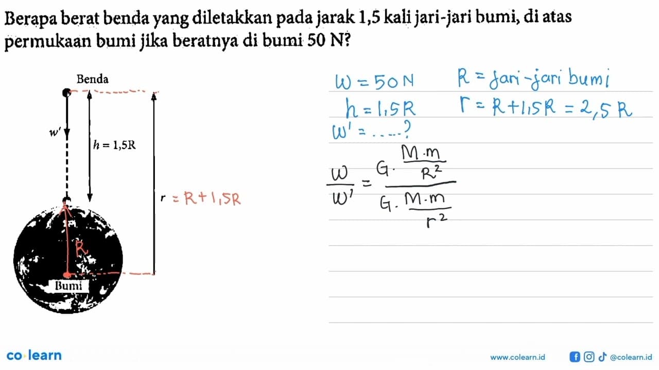 Berapa berat benda yang diletakkan pada jarak 1,5 kali