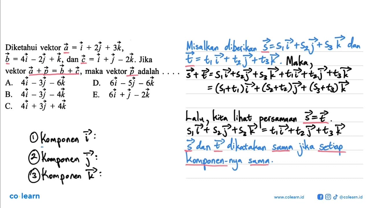 Diketahui vektor a=vektor i+2 vektor j+3 vektor k,vektor