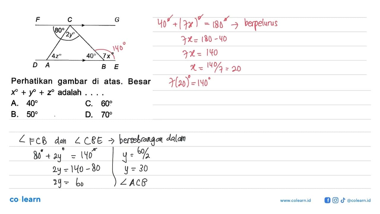 A B C D E F G 80 2y 4z 40 7xPerhatikan gambar di atas.
