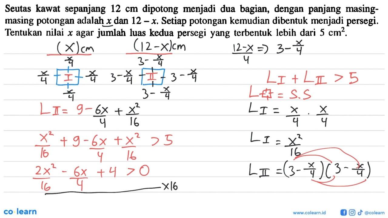 Seutas kawat sepanjang 12 cm dipotong menjadi dua bagian,