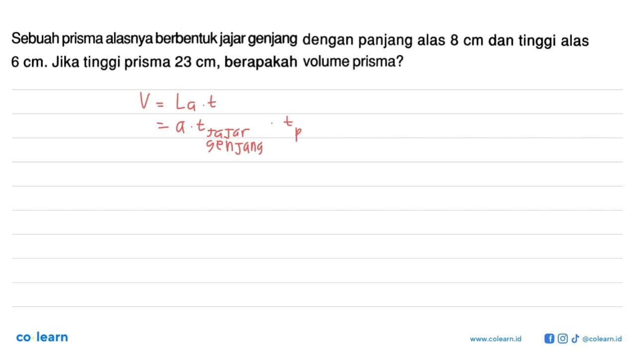 Sebuah prisma alasnya berbentukjajar genjang dengan panjang