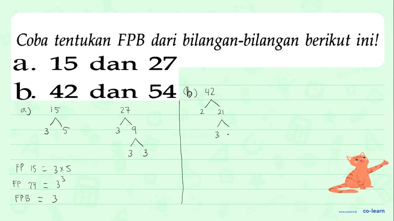 a. 15 dan 27 b. 42 dan 54