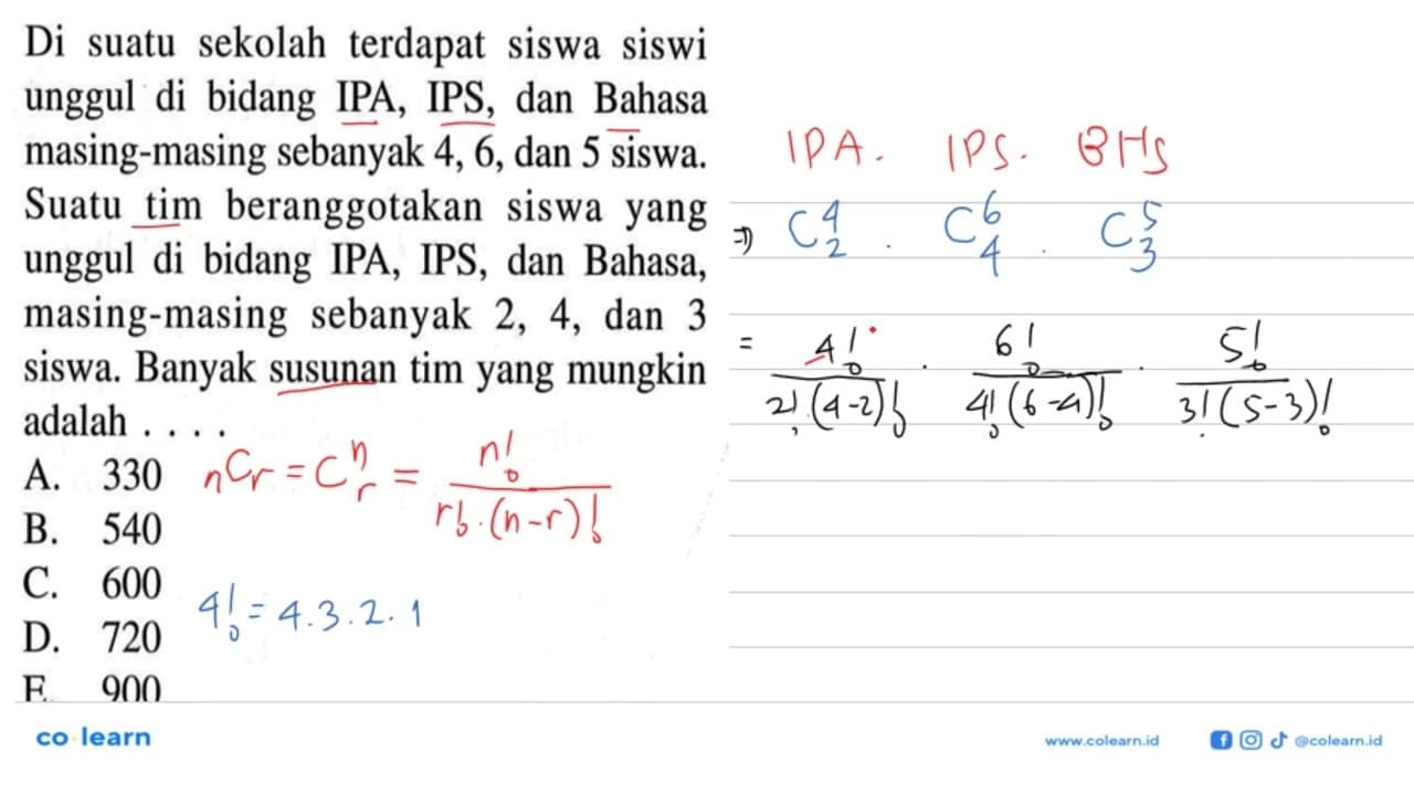 Di suatu sekolah terdapat siswa siswi unggul di bidang IPA,