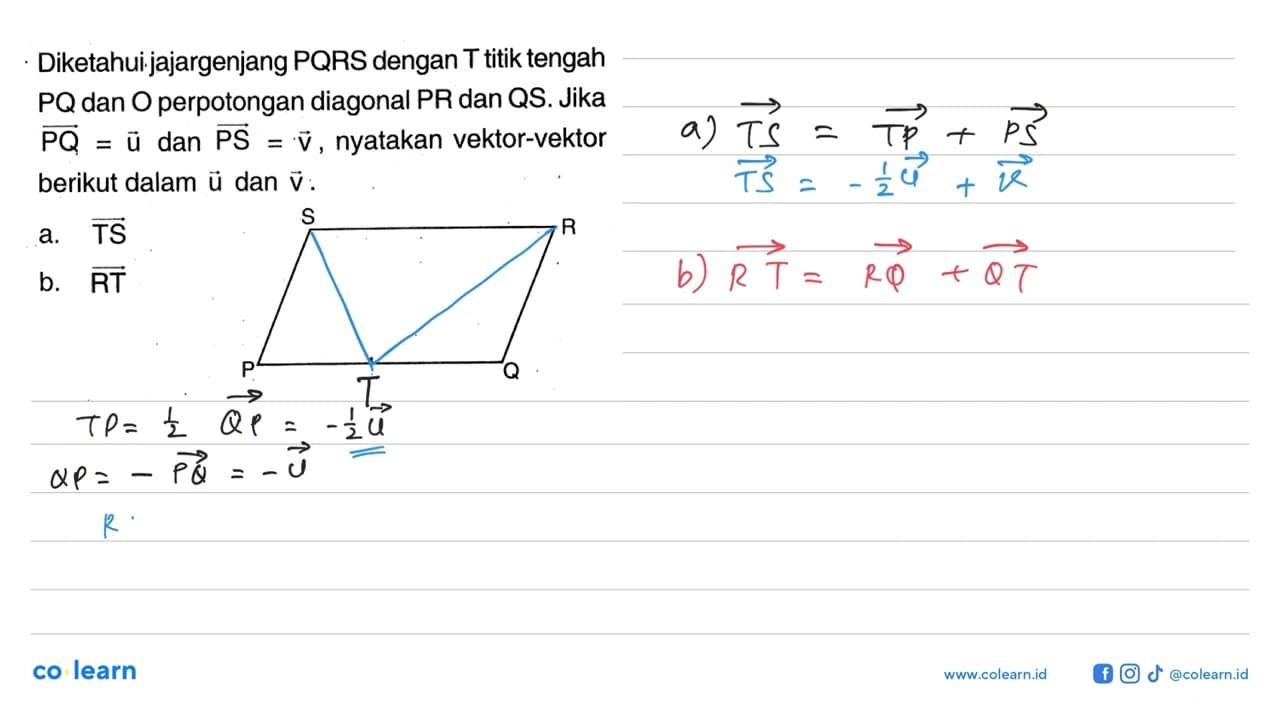 Diketahui.jajargenjang PQRS dengan T titik tengah PQ dan O