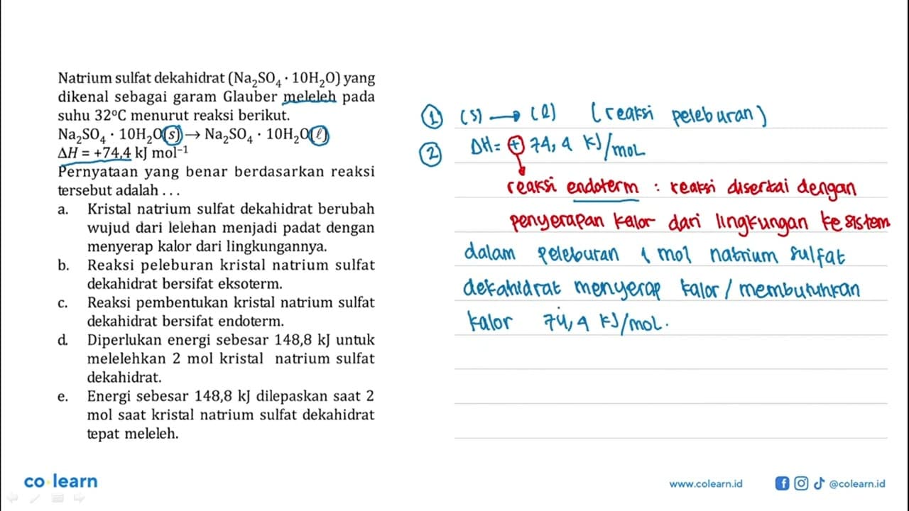 Natrium sulfat dekahidrat (Na2SO4 . 10H20} yang dikenal