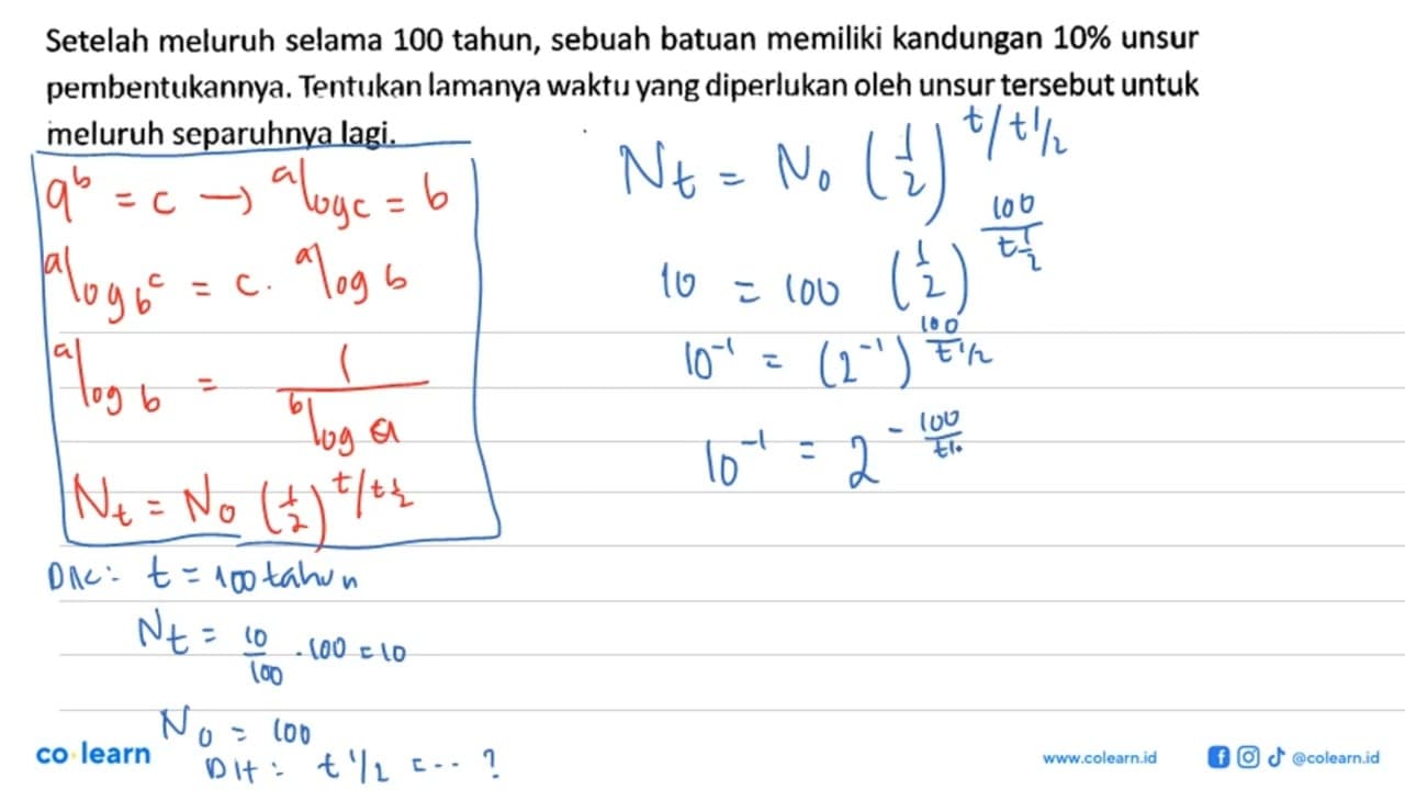 Setelah meluruh selama 100 tahun, sebuah batuan memiliki