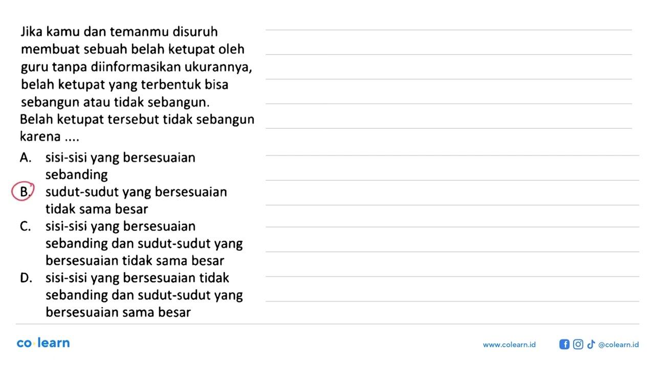 Jika kamu dan temanmu disuruh membuat sebuah belah ketupat