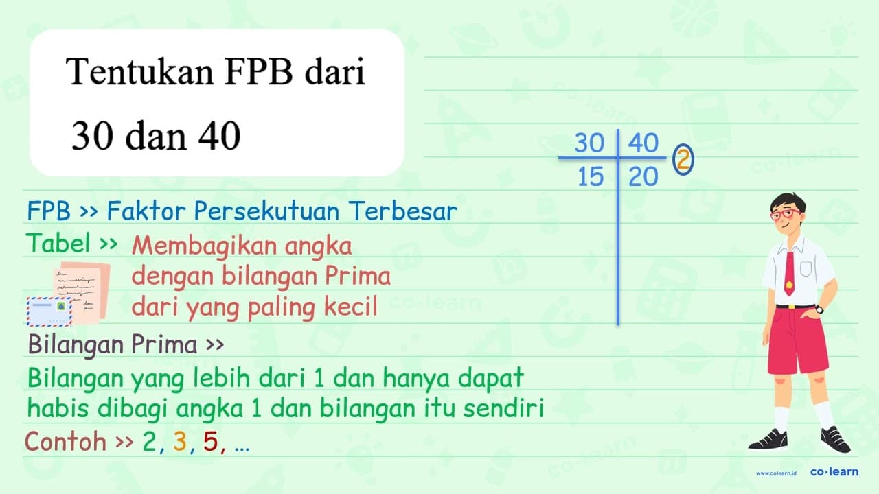 Tentukan FPB dari 30 dan 40