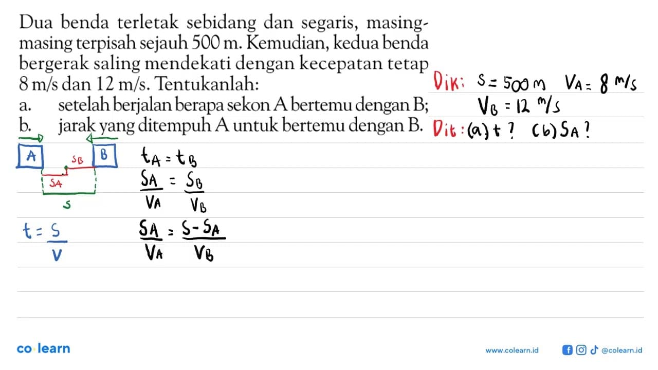 Dua benda terletak sebidang dan segaris, masing-masing